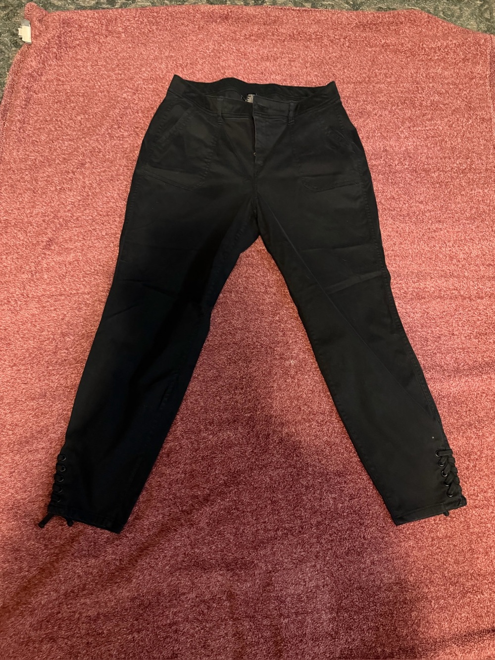 Black Lace-Up ankle lane Bryant pants